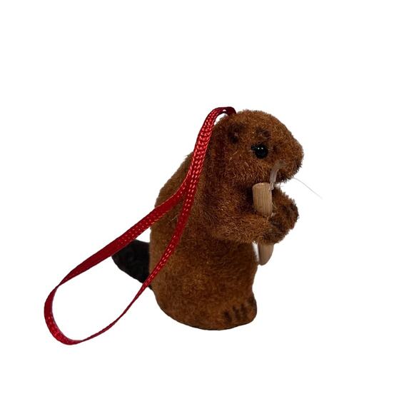 Wagner Kunstlerschutz Handwork West Germany Flocked Fox Beaver Squirrel Ornament - Picture 7 of 11